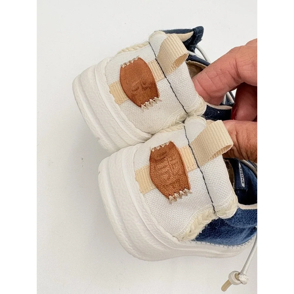 Hey Dude Wally Toddler Linen Natural Navy Shoes Size C8